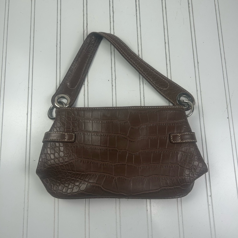Tommy Hilfiger Vintage Y2K Brown Crocodile-Embossed Shoulder Bag - Picture 3 of 13